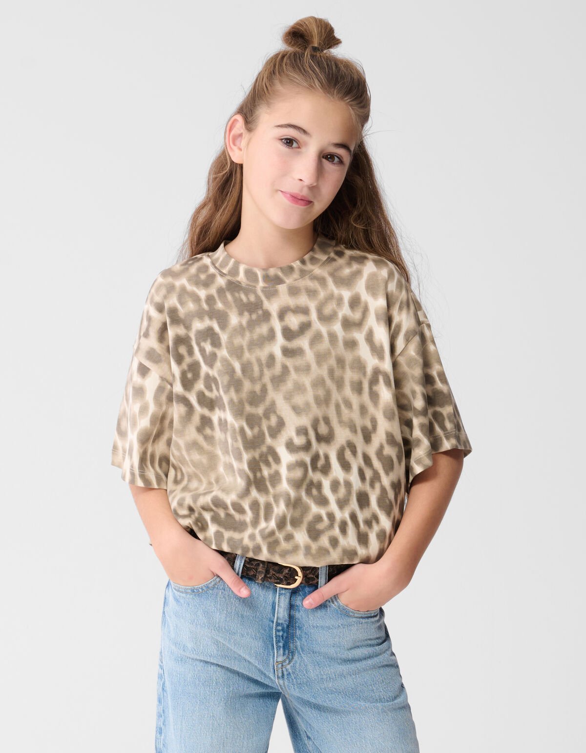 Oversized Leopard T-shirt Lichtbruin SHOEBY GIRLS
