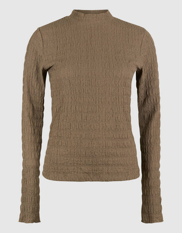 Structuur Longsleeve Top Khaki SHOEBY WOMEN