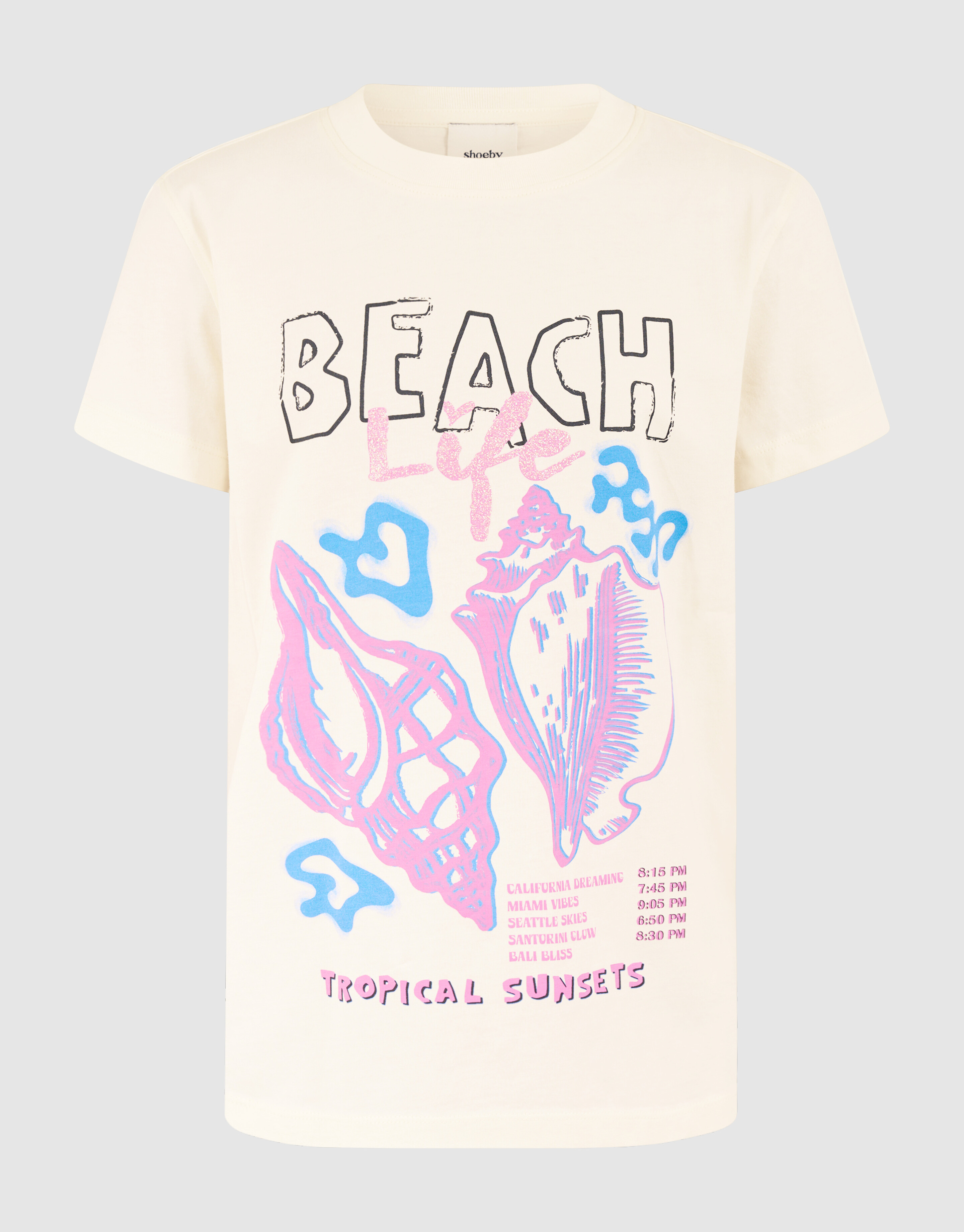 Beach Artwork T-shirt Gebroken Wit SHOEBY GIRLS