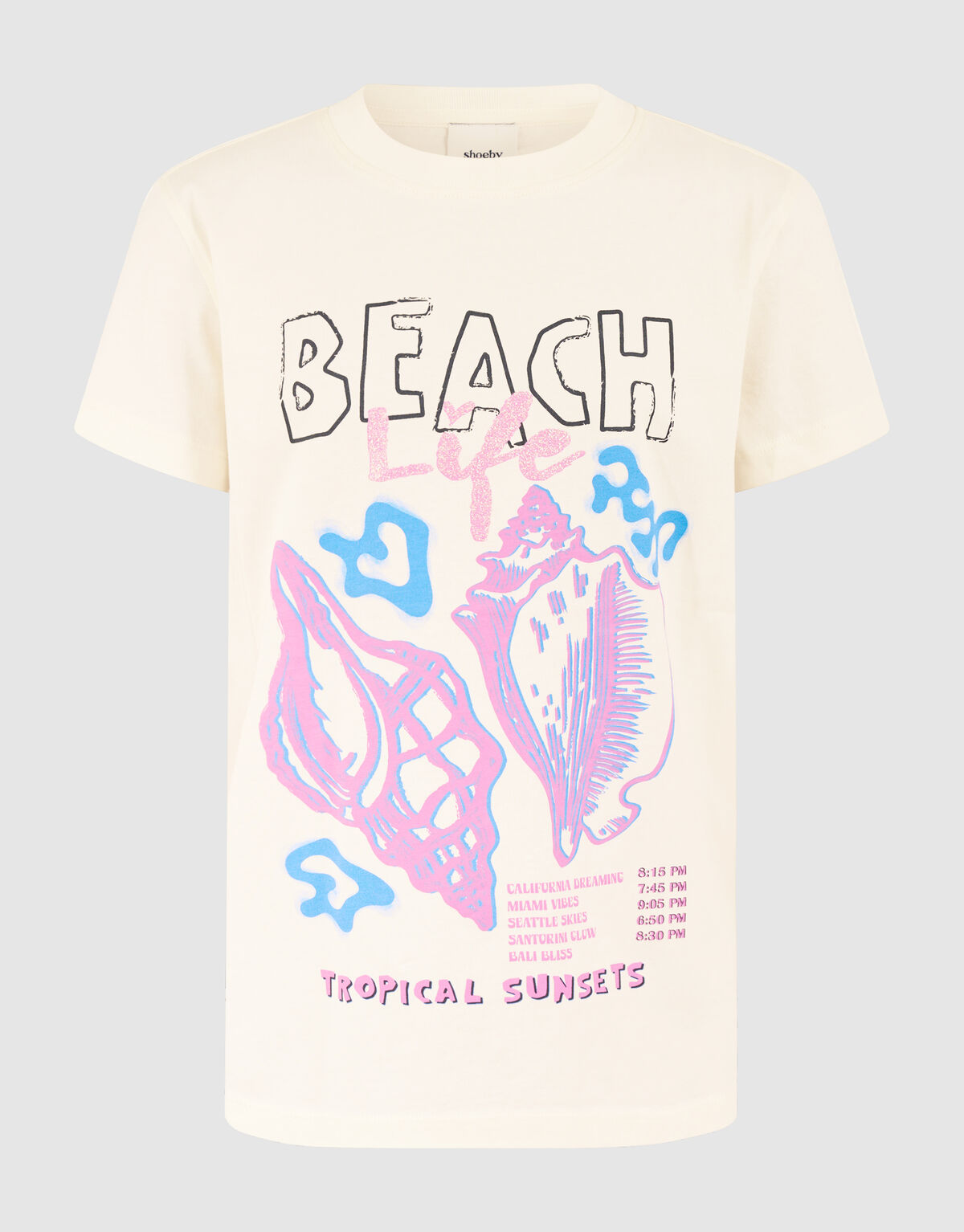 Beach Artwork T-shirt Gebroken Wit SHOEBY GIRLS