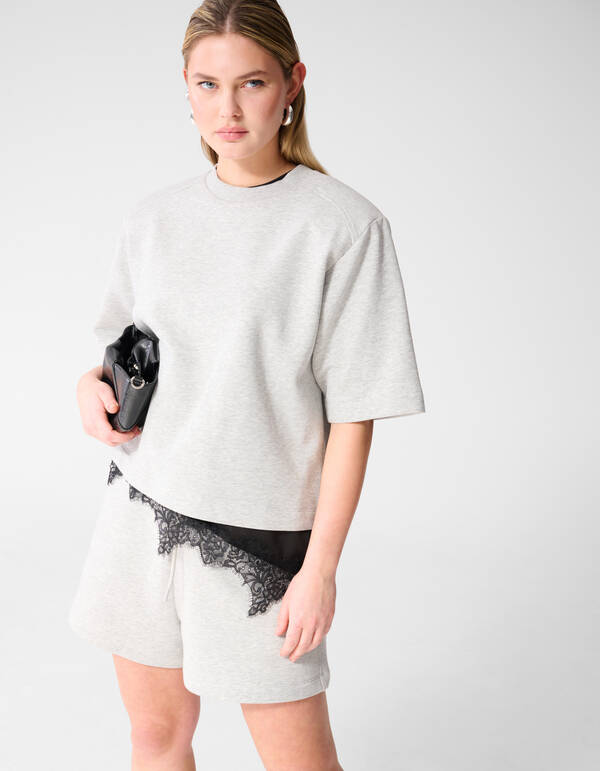 Oversized Sweat T-shirt Lichtgrijs SHOEBY WOMEN