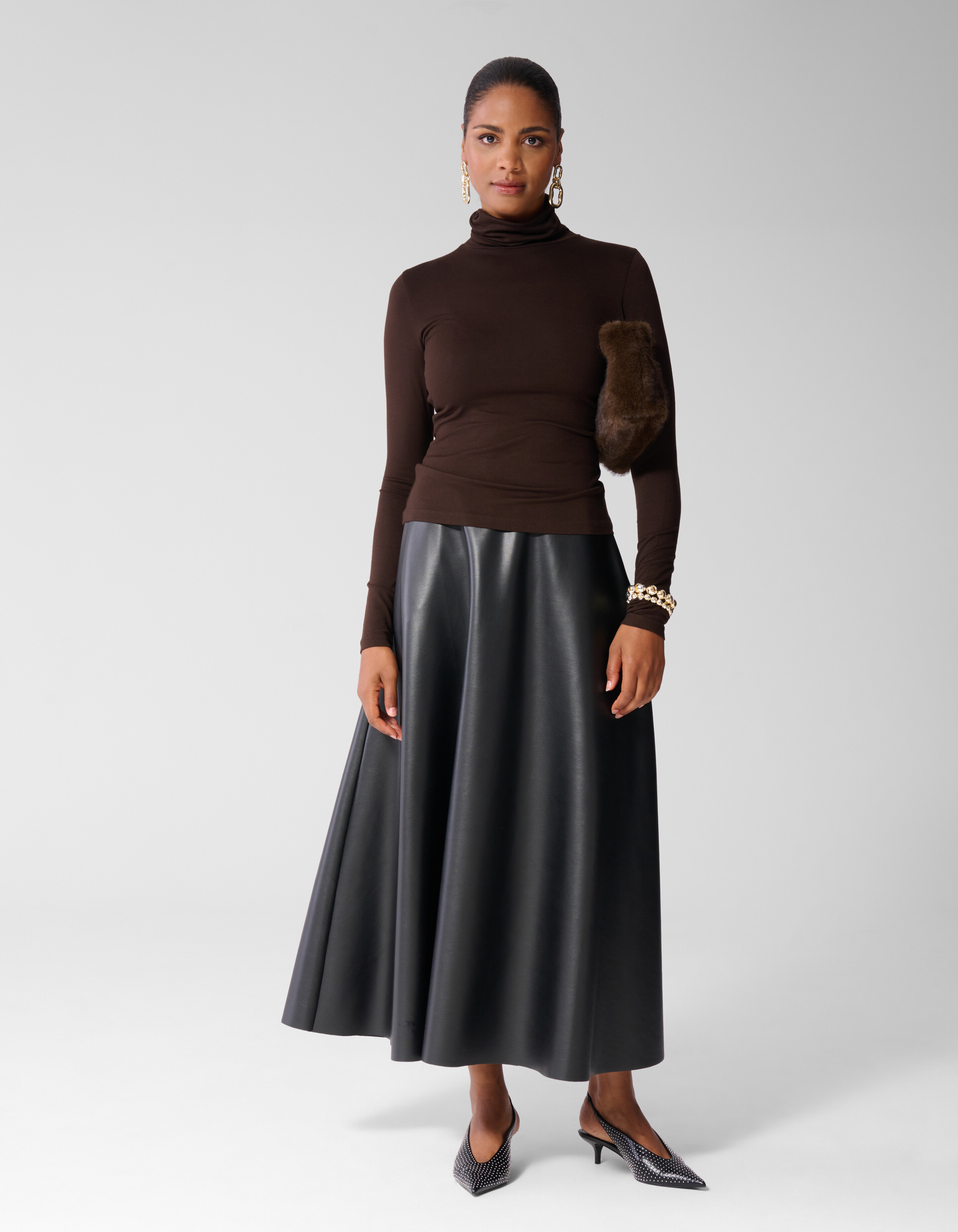 Col Neck Longsleeve Donkerbruin SHOEBY WOMEN