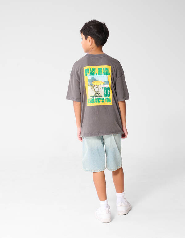 Brasil Artwork T-shirt Donkergrijs SHOEBY BOYS