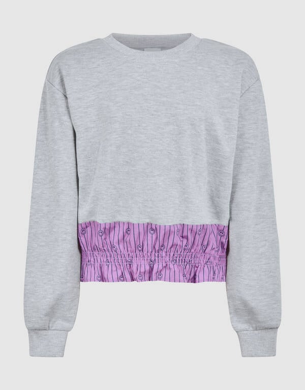 Smiley Pinstripe Sweater Grijs SHOEBY GIRLS