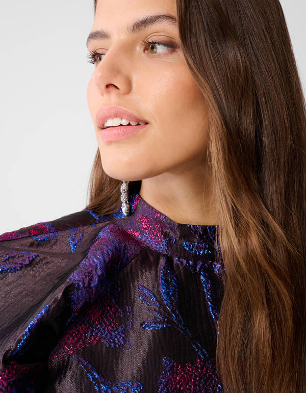 Jacquard Mini Jurk Paars/Zwart SHOEBY WOMEN