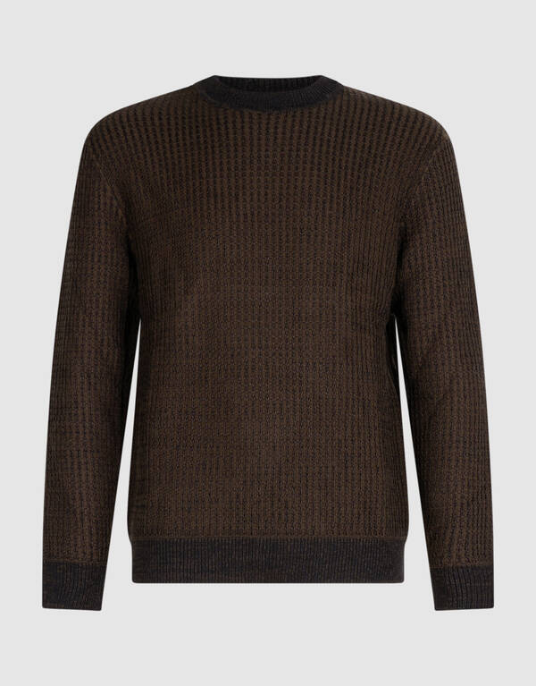 Waffle Crewneck Trui Donkerbruin SHOEBY MEN