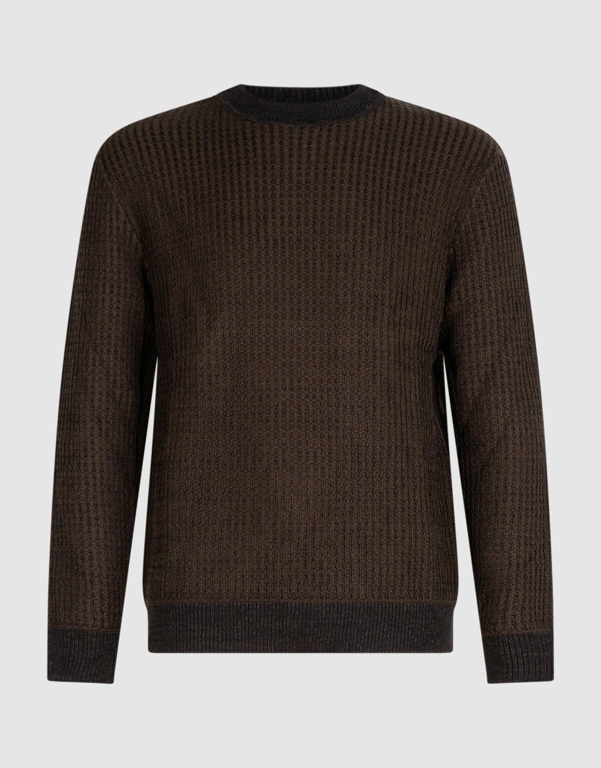 Waffle Crewneck Trui Donkerbruin SHOEBY MEN
