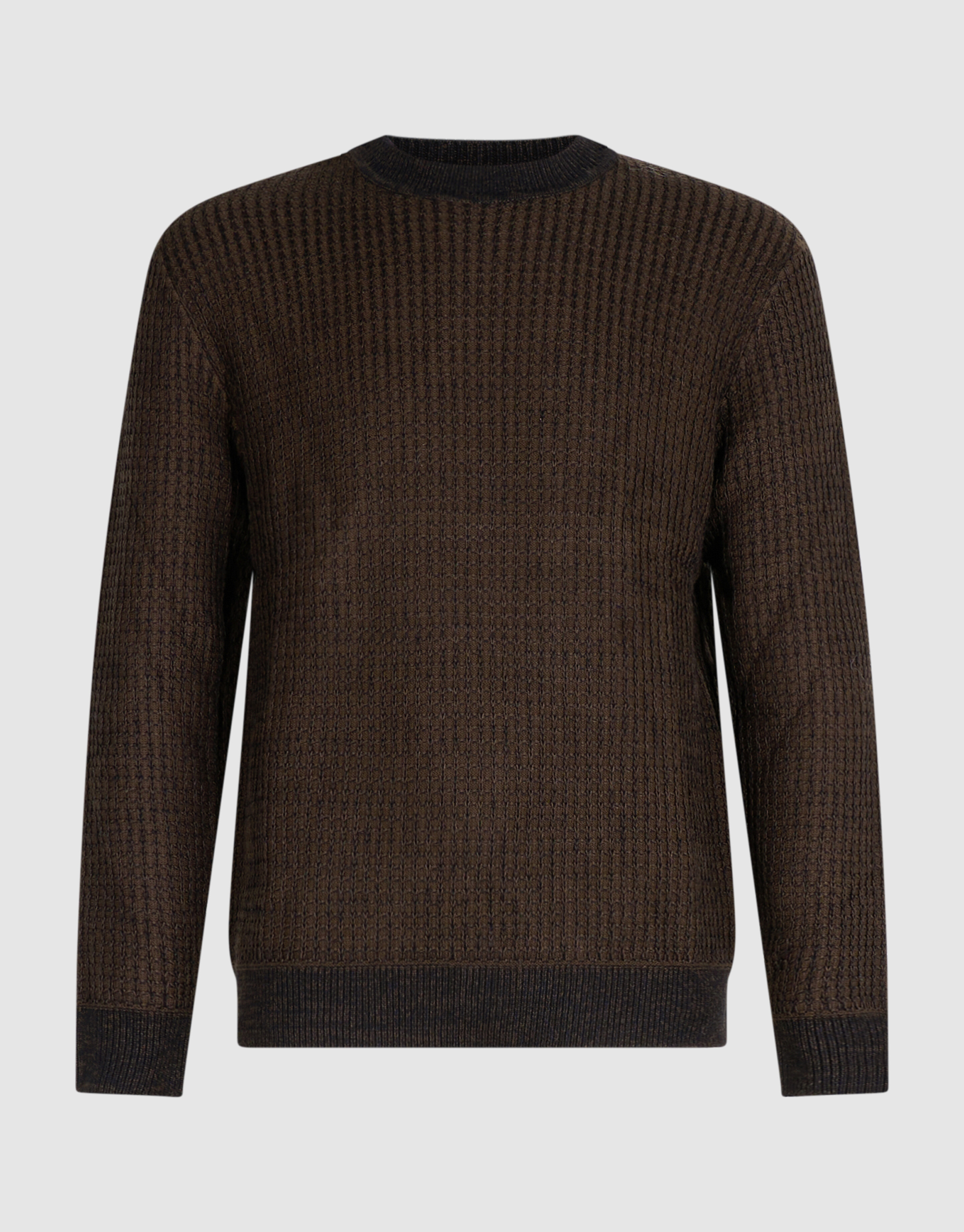 Waffle Crewneck Trui Donkerbruin SHOEBY MEN