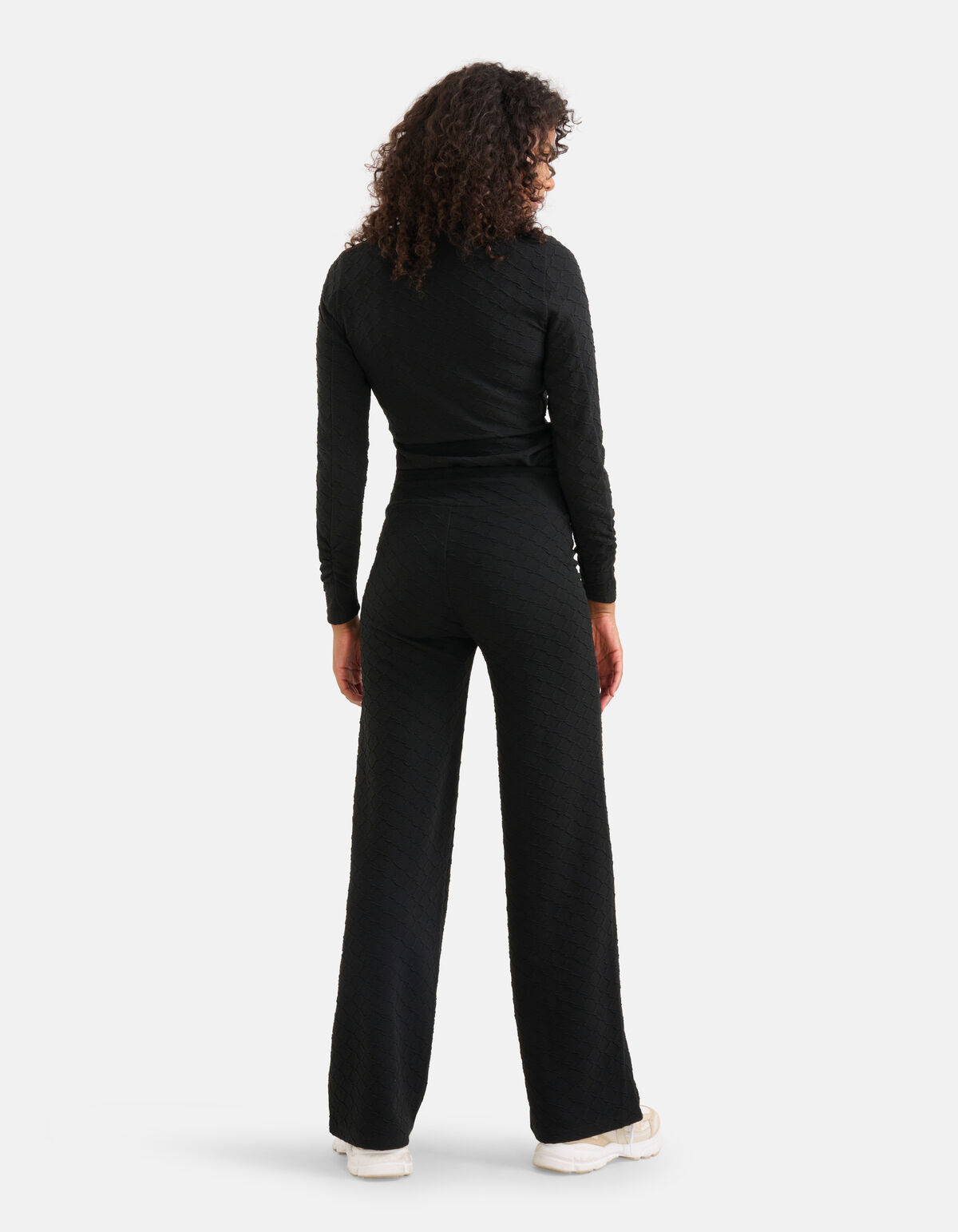 Structuur Wide Leg Broek Zwart SHOEBY WOMEN