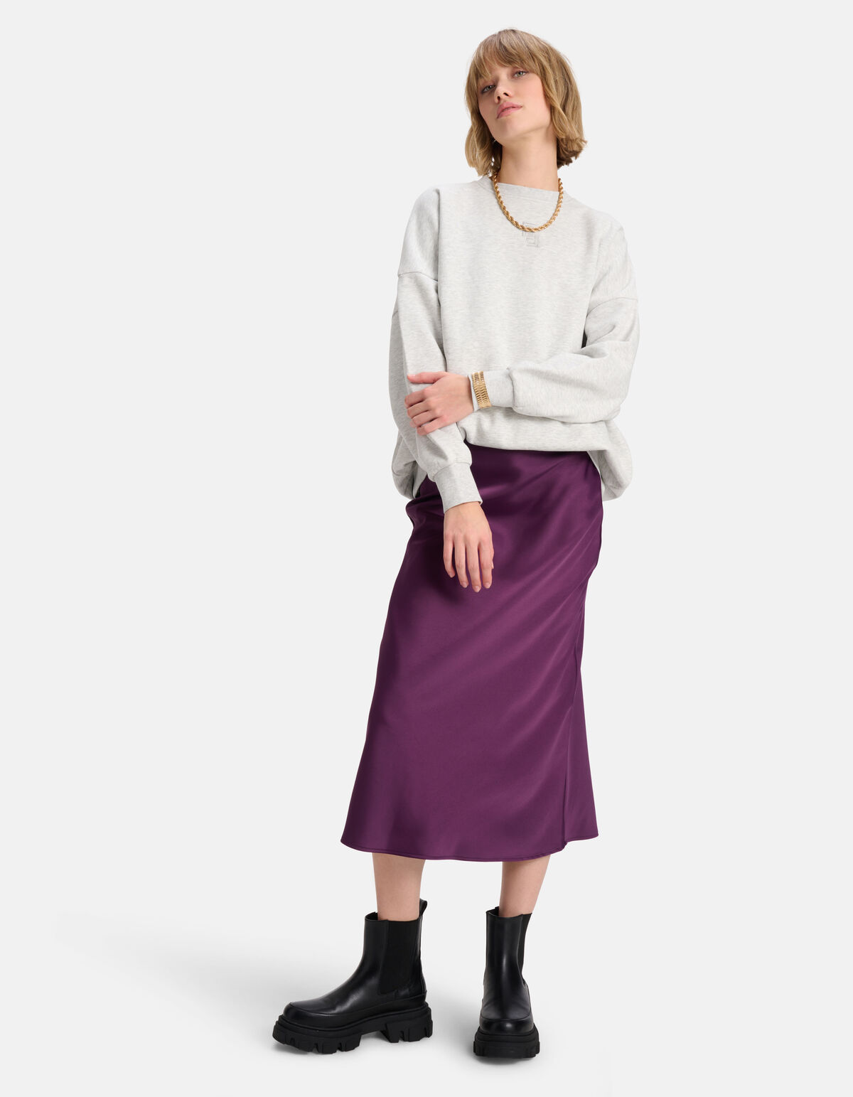 Satijnen Rok Donkerpaars SHOEBY WOMEN