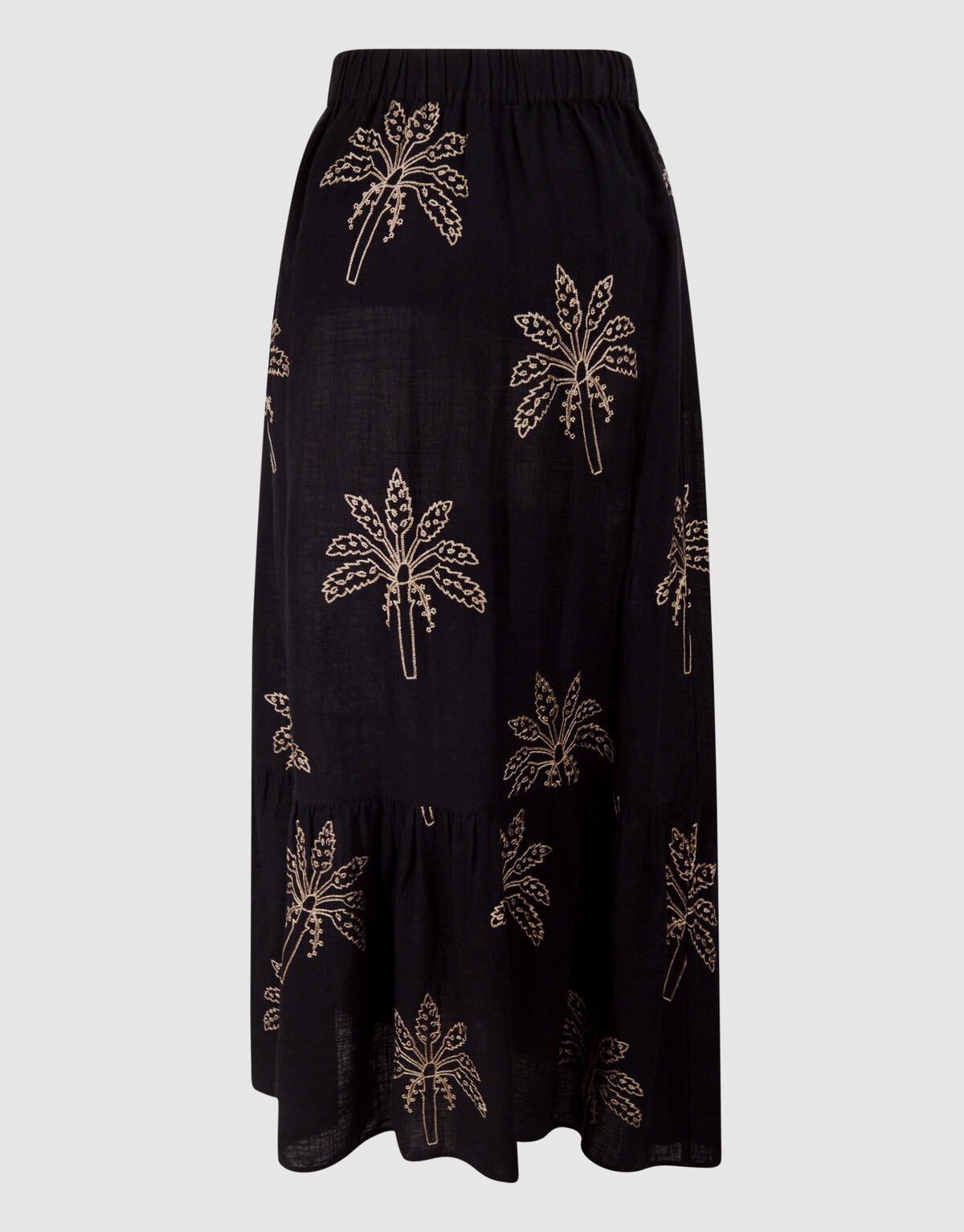 Palm Embroidery Maxi Rok Zwart SHOEBY WOMEN