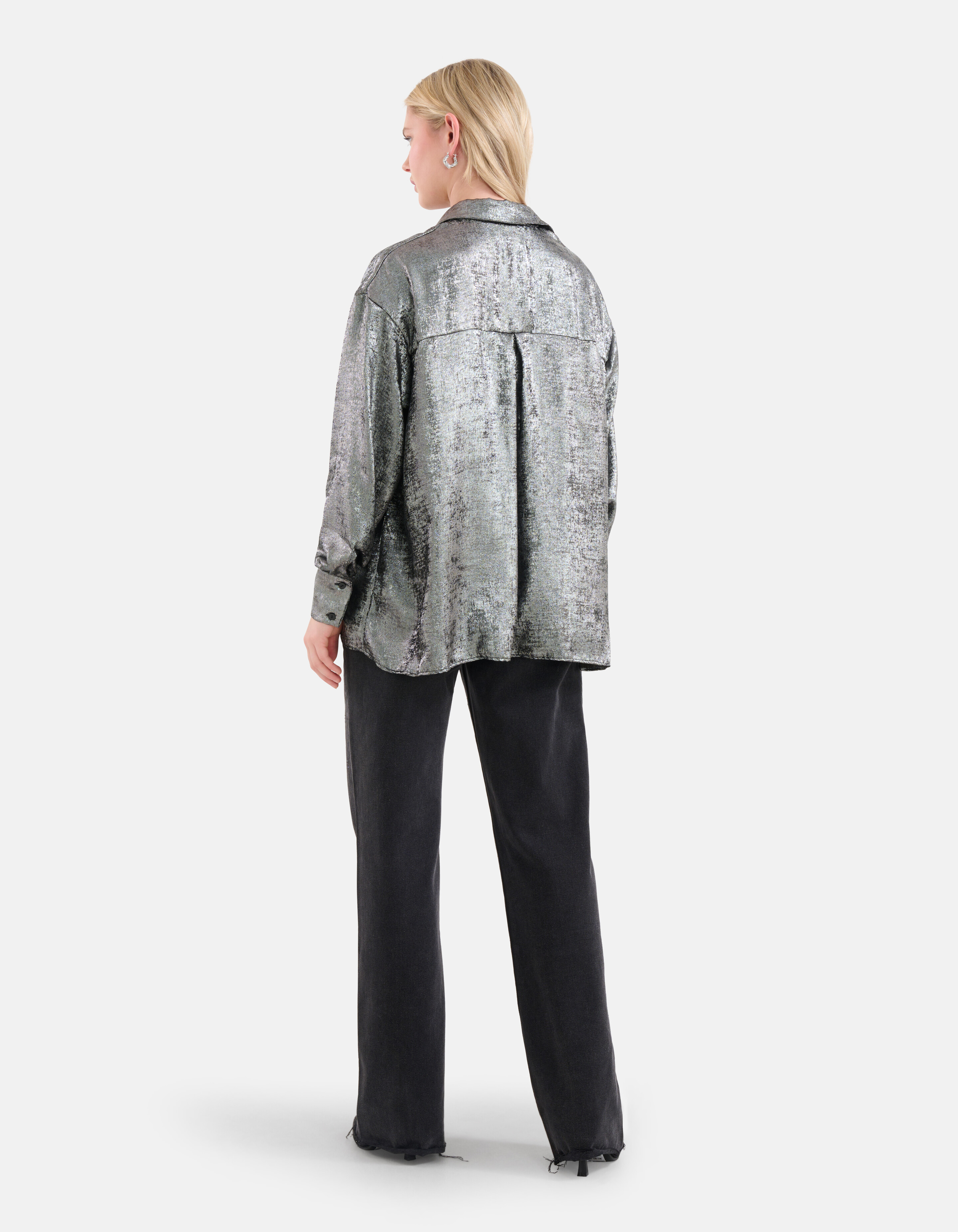 Metallic Blouse Zwart SHOEBY WOMEN