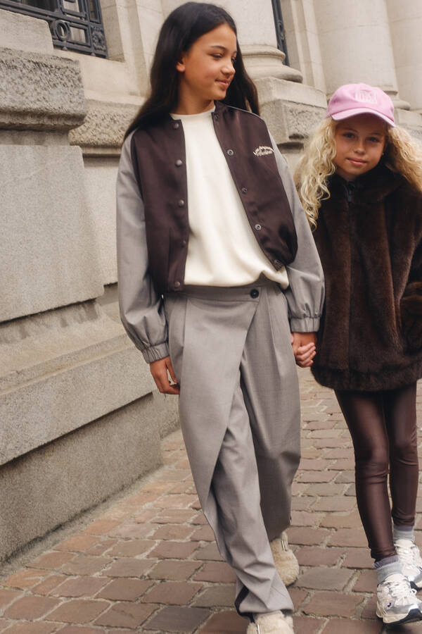 Asymmetrische Ruiten Pantalon Grijs SHOEBY GIRLS