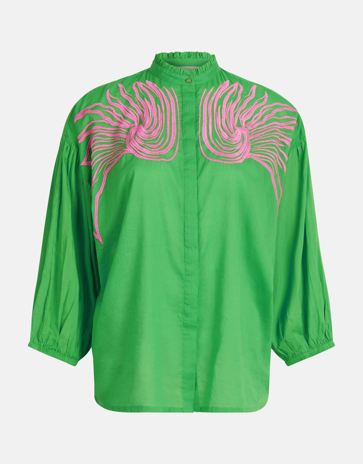 Embroidery Blouse Groen SHOEBY WOMEN