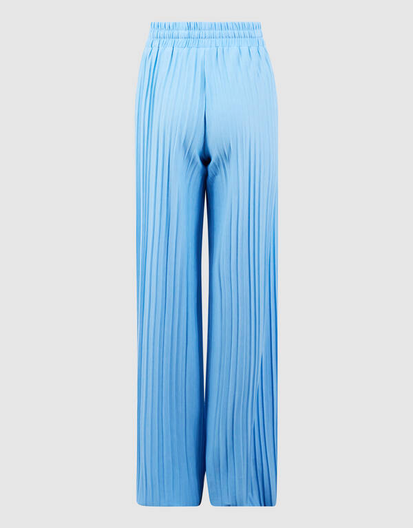 Pliss&eacute; Wide Leg Broek Blauw SHOEBY GIRLS