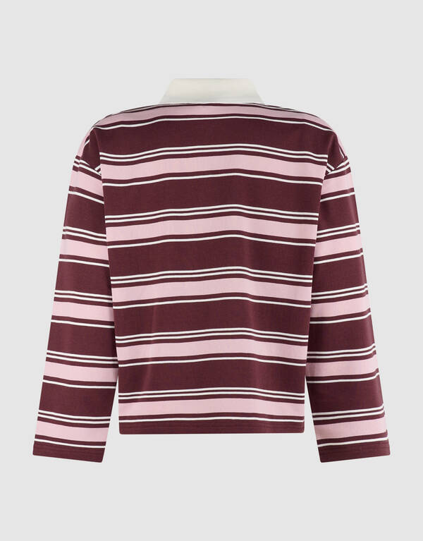 Gestreepte Polo Longsleeve Donkerrood SHOEBY WOMEN