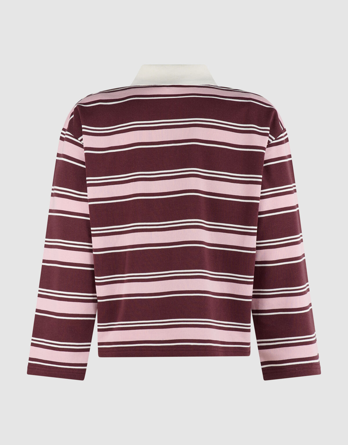 Gestreepte Polo Longsleeve Donkerrood SHOEBY WOMEN