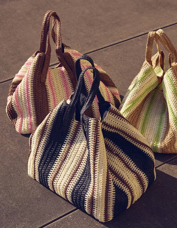 Gebreide Strandshopper Lichtgroen/Taupe SHOEBY ACCESSOIRES