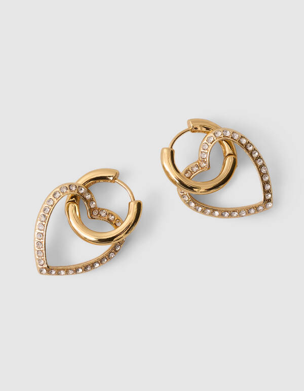 Strass Heart Hoop Oorbellen Goud SHOEBY ACCESSOIRES