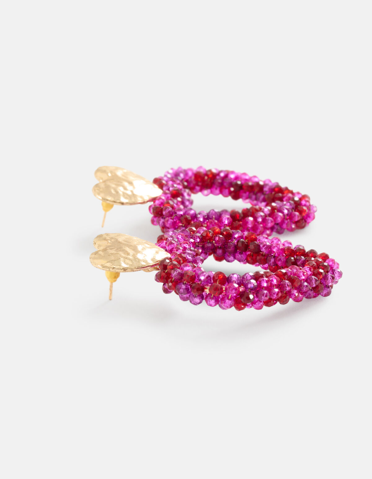 Beaded Hartjes Oorbellen Donkerpaars SHOEBY ACCESSOIRES