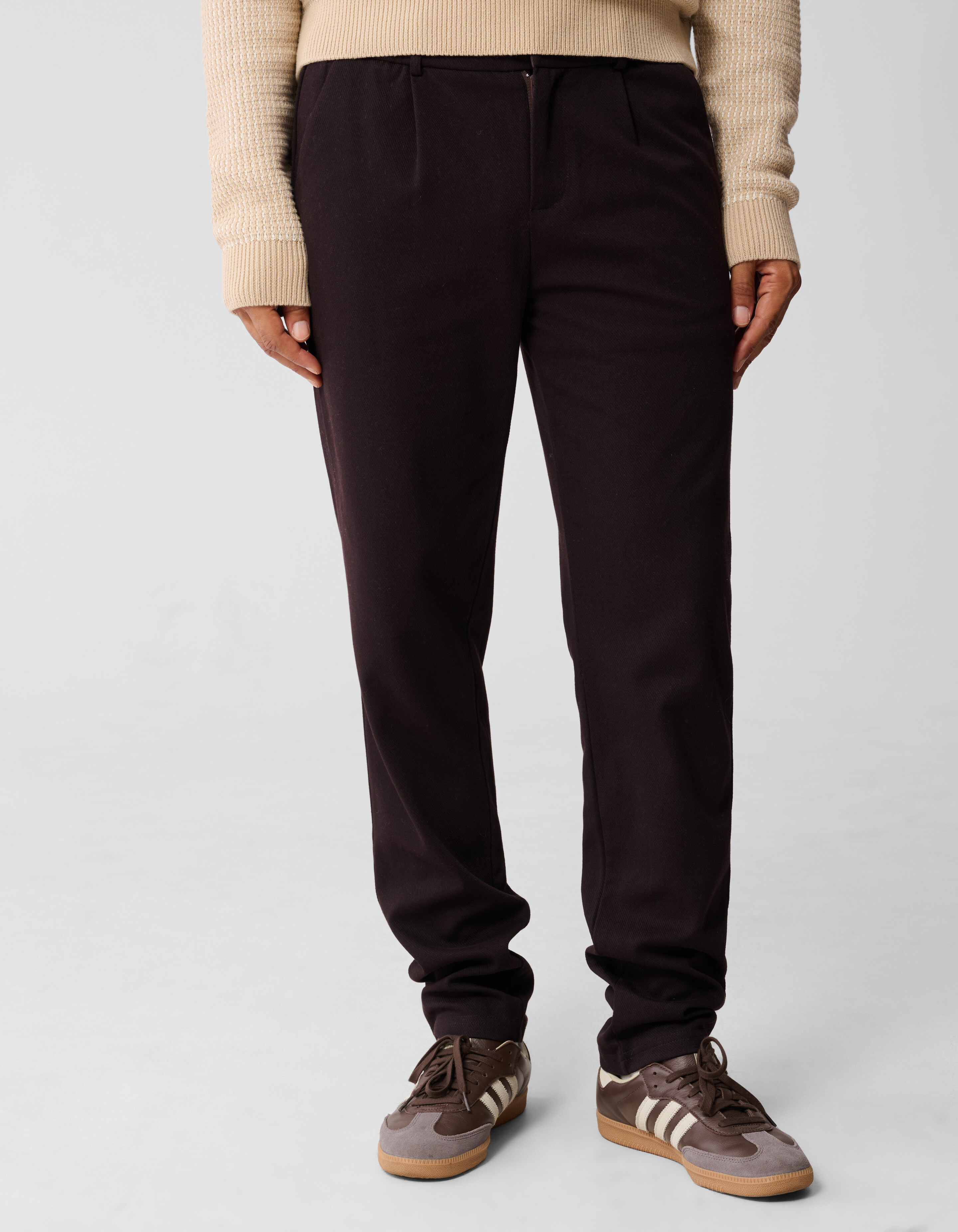 Structuur Regular Fit Broek Donkerbruin SHOEBY MEN