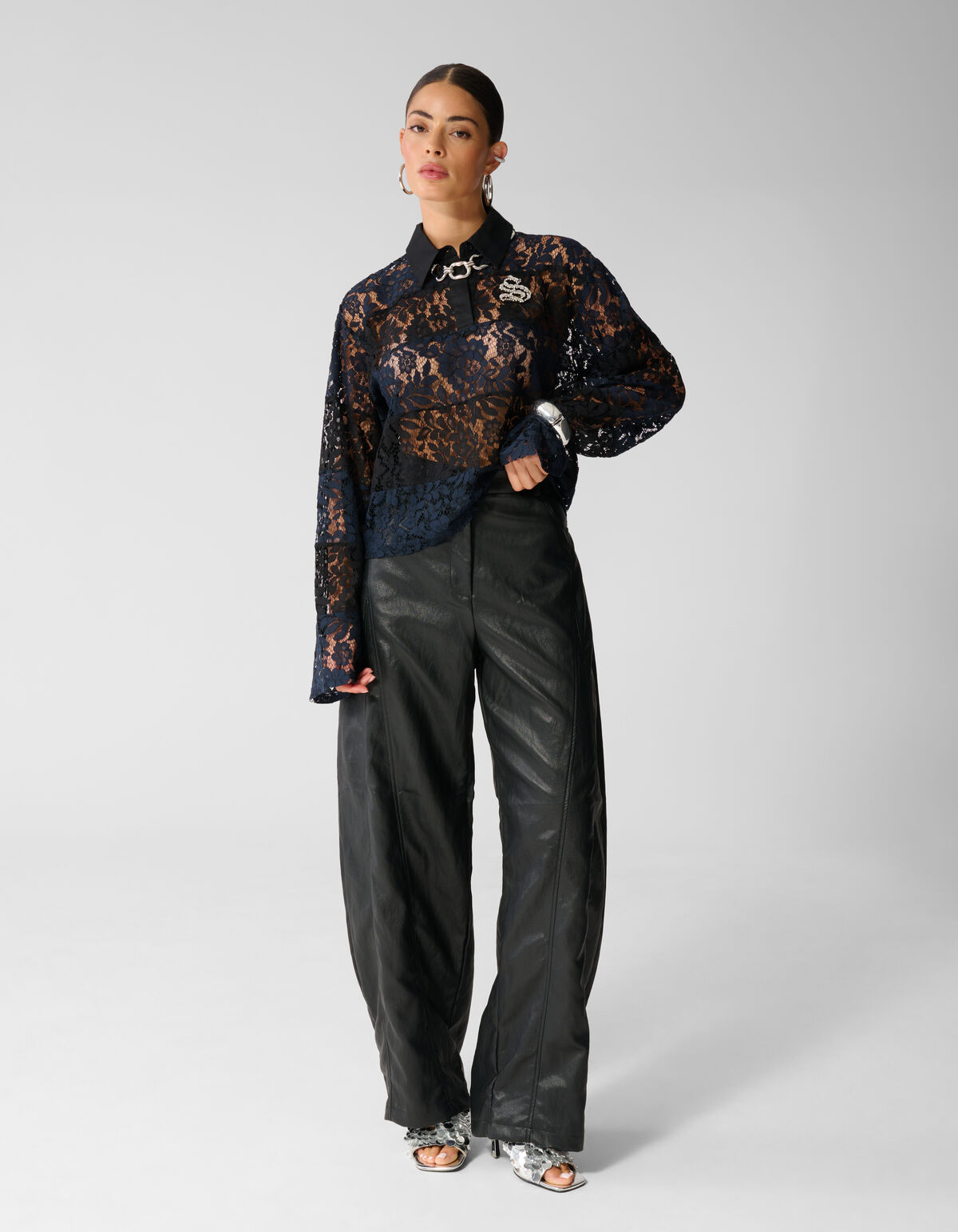 Gestreepte Lace Polo Zwart/Donkerblauw SHOEBY WOMEN