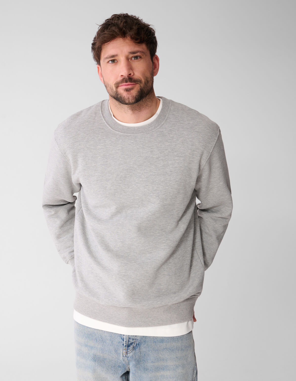 Rib Spark Sweater Lichtgrijs SHOEBY MEN