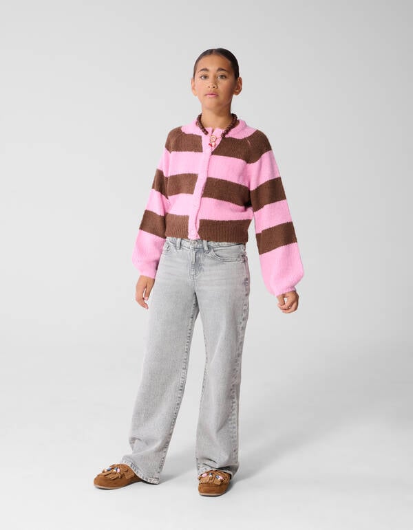 Oversized Gestreept Vest Roze/Bruin SHOEBY GIRLS