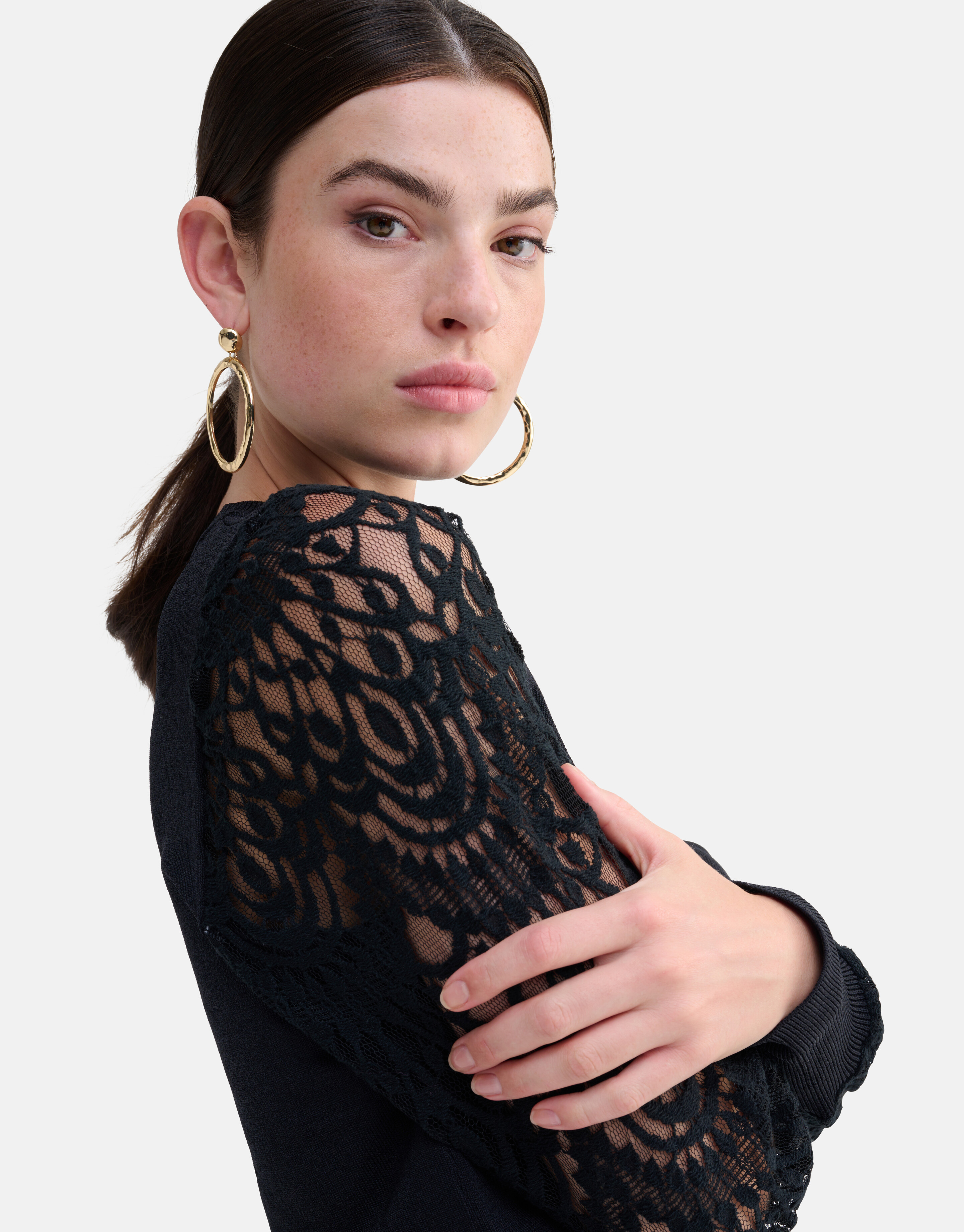 Kanten Mouwen Top Zwart SHOEBY WOMEN