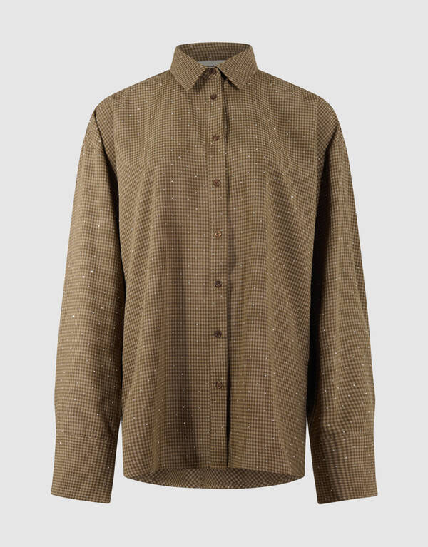 Ruiten Strass Blouse Bruin SHOEBY WOMEN