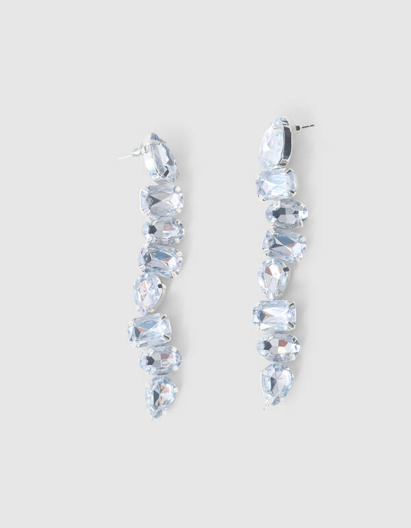Statement Strass Oorbellen Zilver SHOEBY ACCESSOIRES