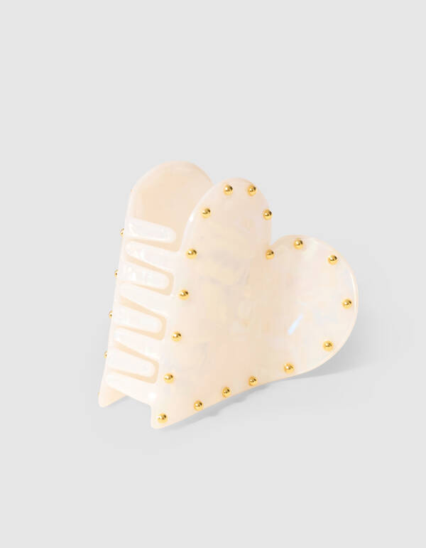 Studded Heart Haarclip Gebroken Wit SHOEBY ACCESSOIRES