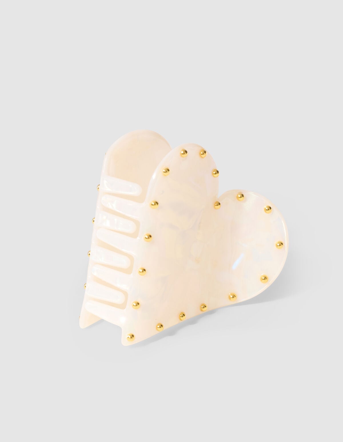 Studded Heart Haarclip Gebroken Wit SHOEBY ACCESSOIRES