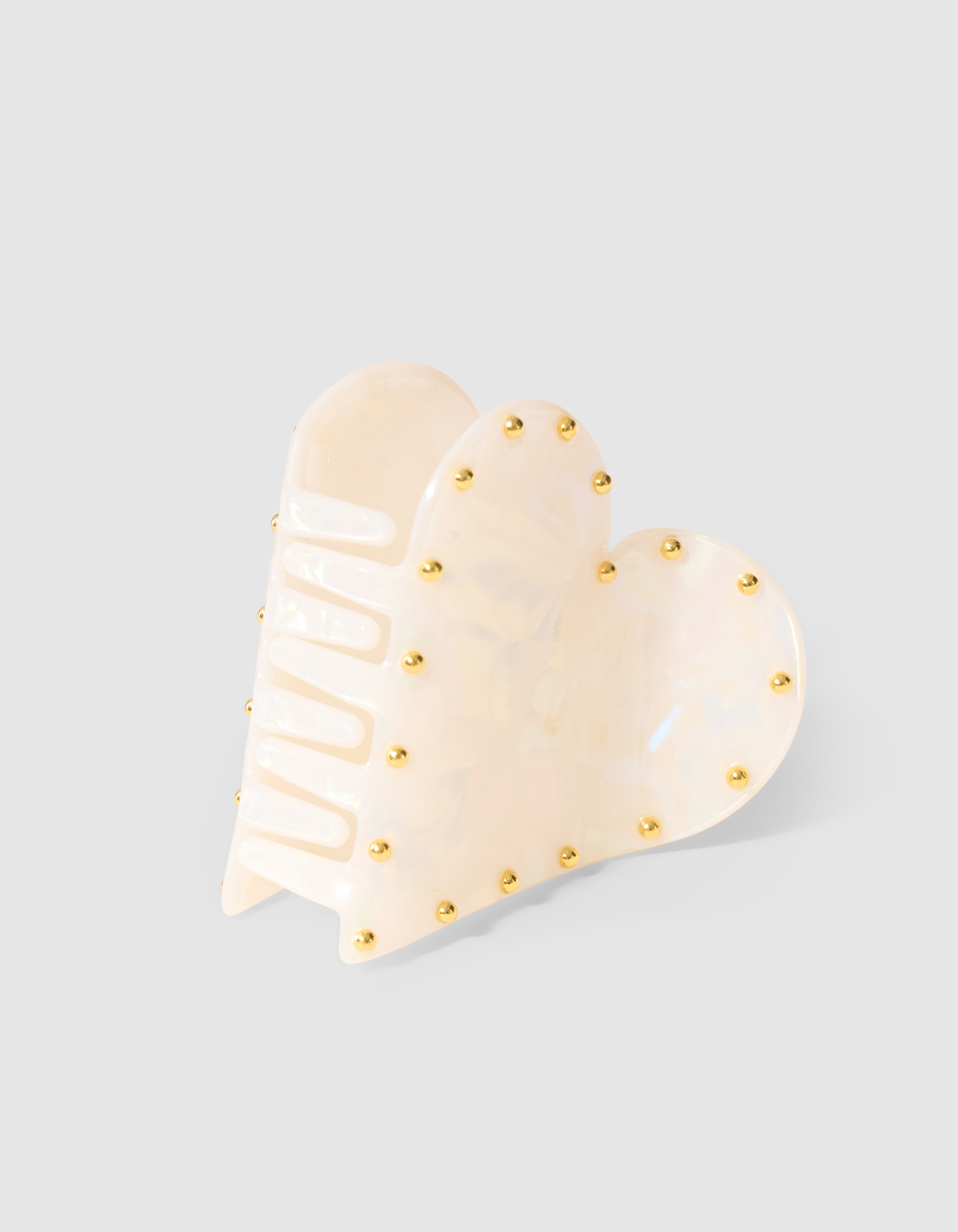 Studded Heart Haarclip Gebroken Wit SHOEBY ACCESSOIRES