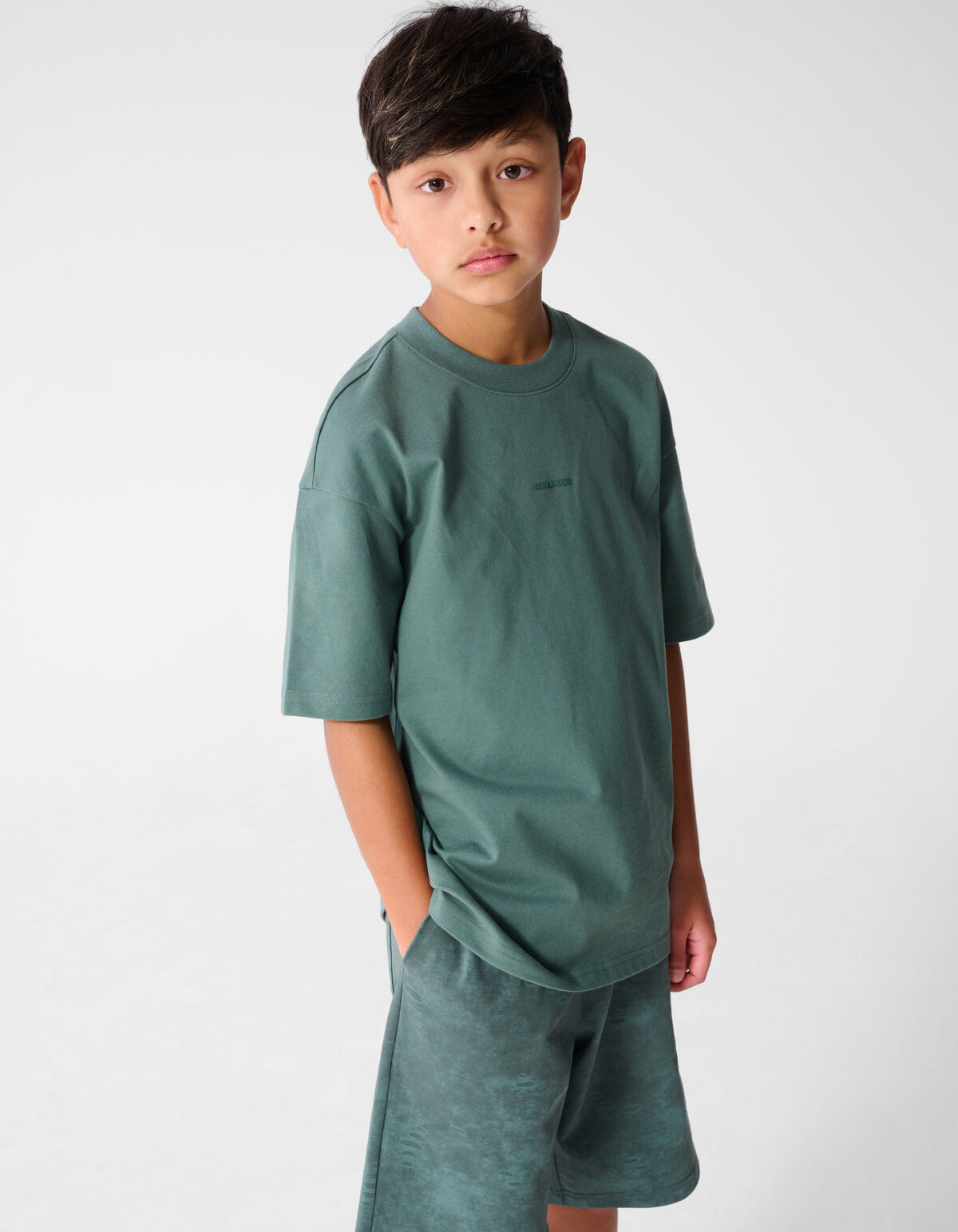 Minimal Tekst T-shirt Groen SHOEBY BOYS
