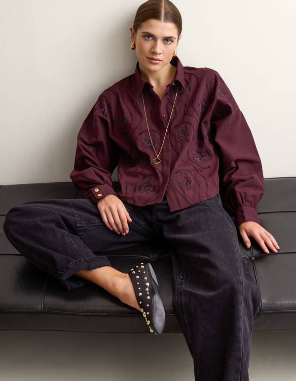 Beaded Embroidery Blouse Donkerrood By Mieke SHOEBY WOMEN