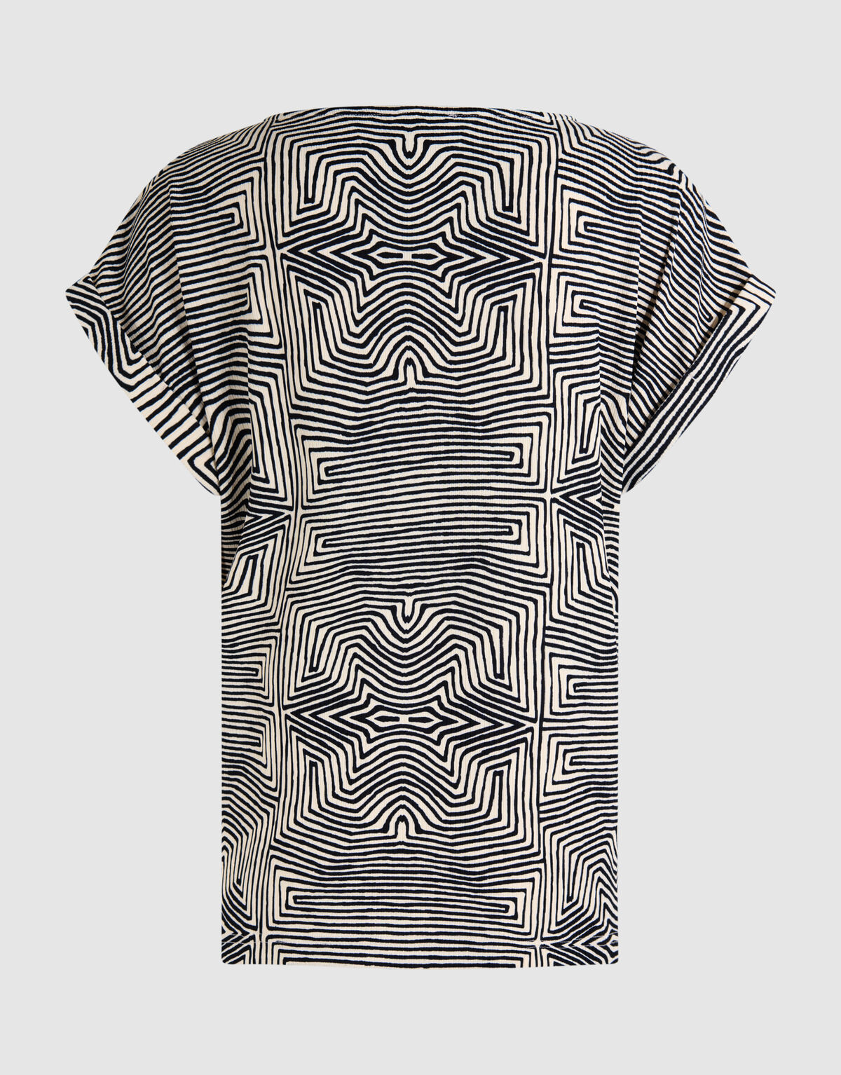 Printed Jersey Rib Top Zwart/Wit SHOEBY WOMEN