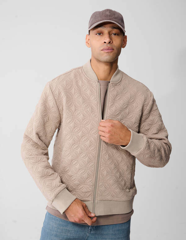 Embroidery Sweat Bomber Jack Lichtbruin SHOEBY MEN