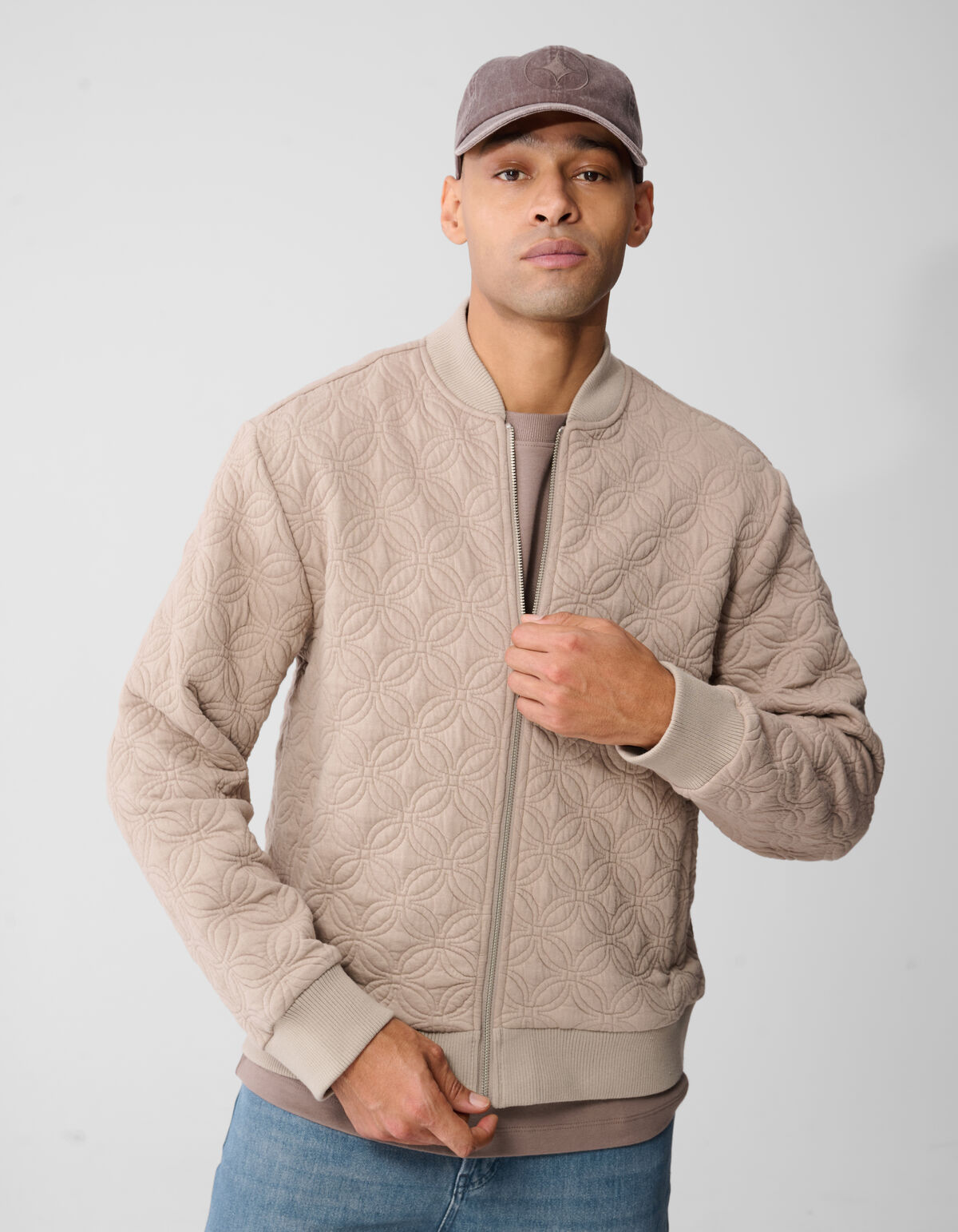 Embroidery Sweat Bomber Jack Lichtbruin SHOEBY MEN