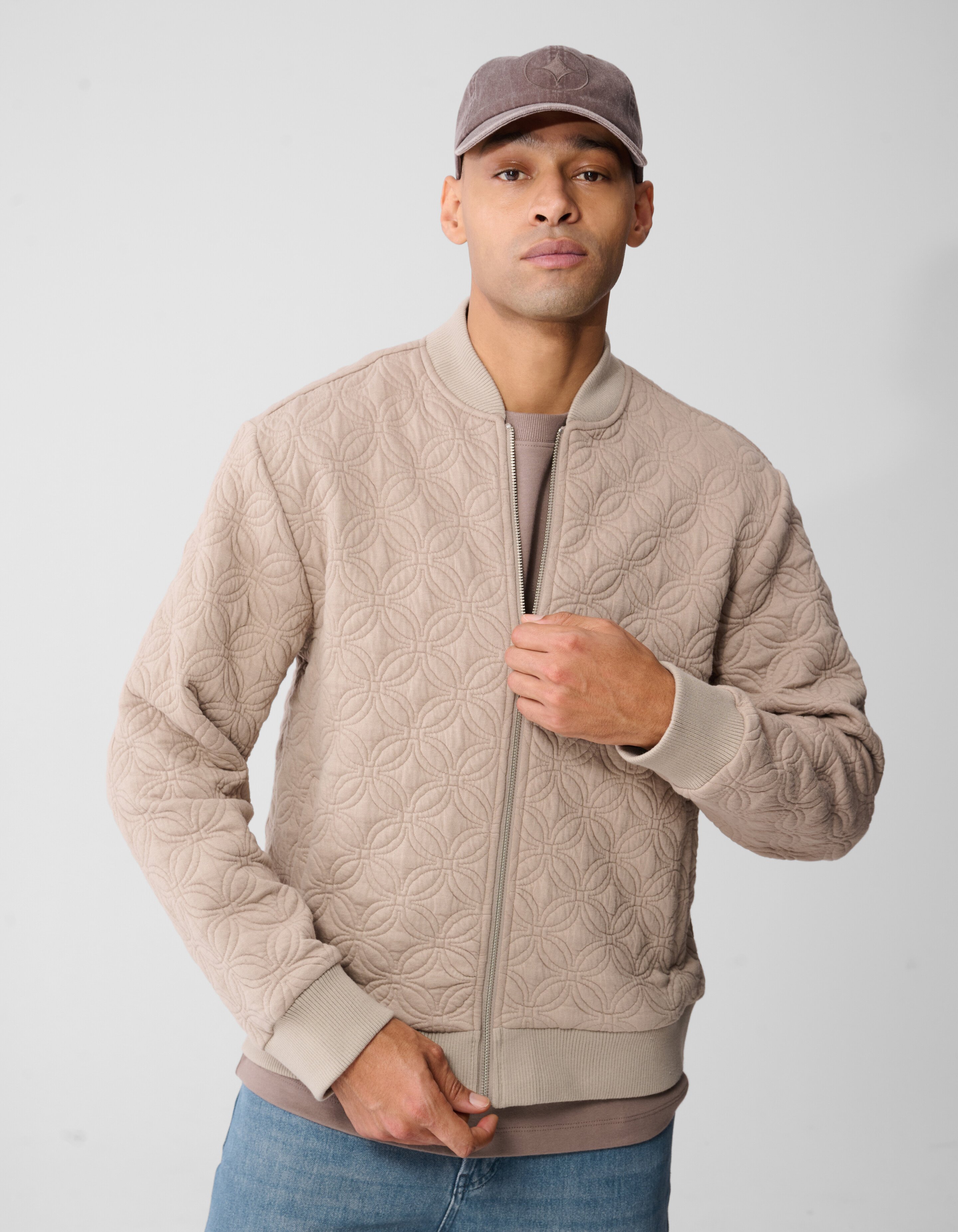 Embroidery Sweat Bomber Jack Lichtbruin SHOEBY MEN