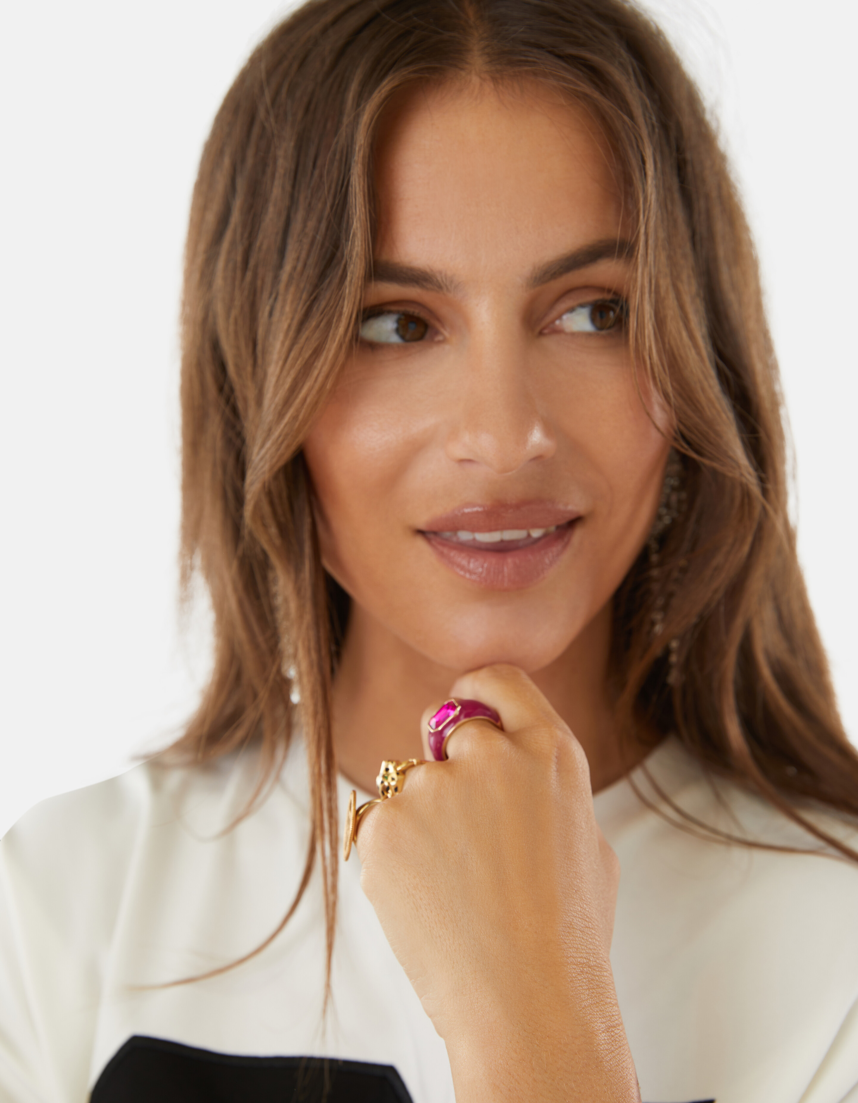 Gekleurde Steen Ring Roze SHOEBY ACCESSOIRES