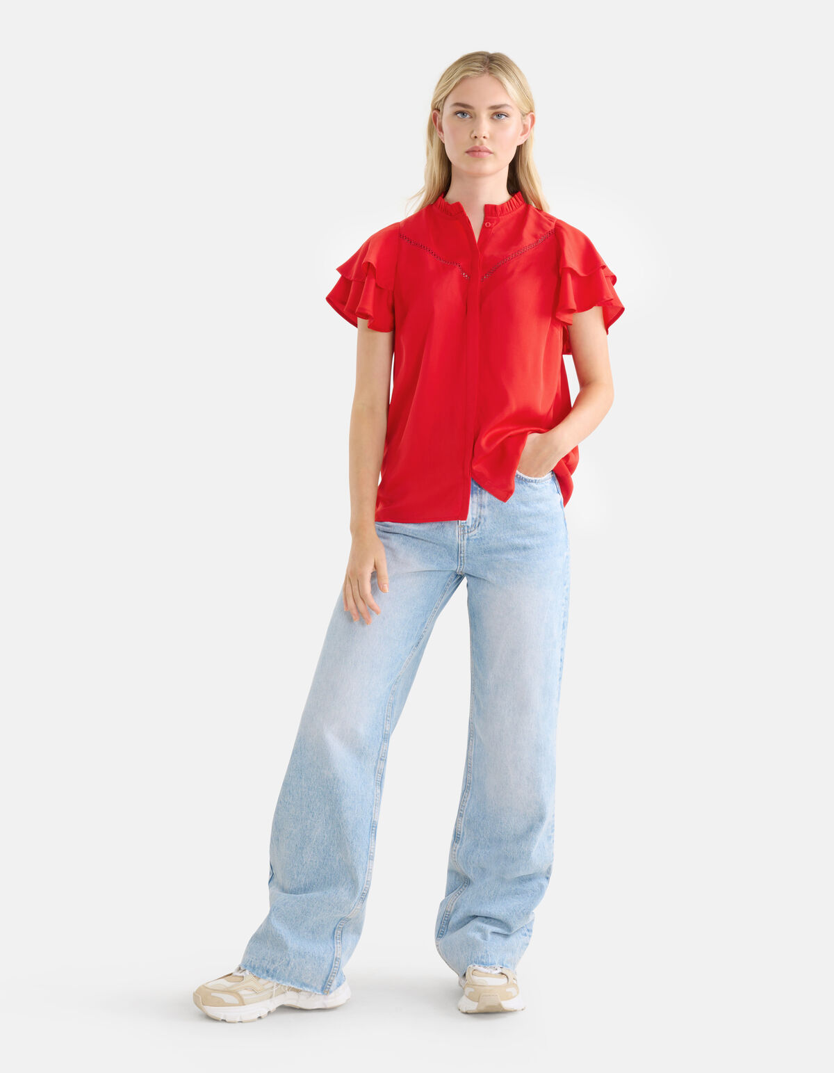 Tape Detail Top Rood SHOEBY WOMEN