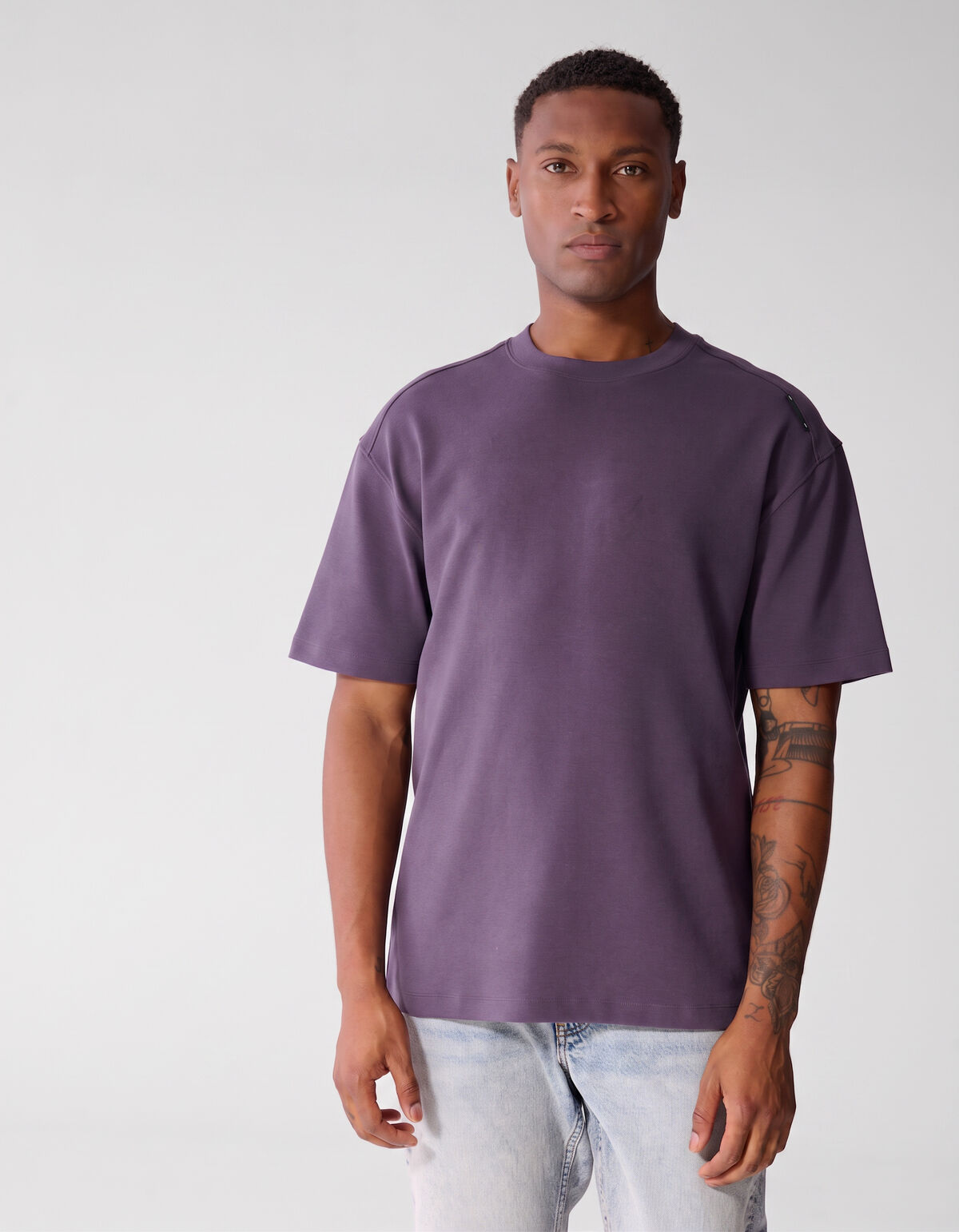 Basis Label T-shirt Paars SHOEBY MEN