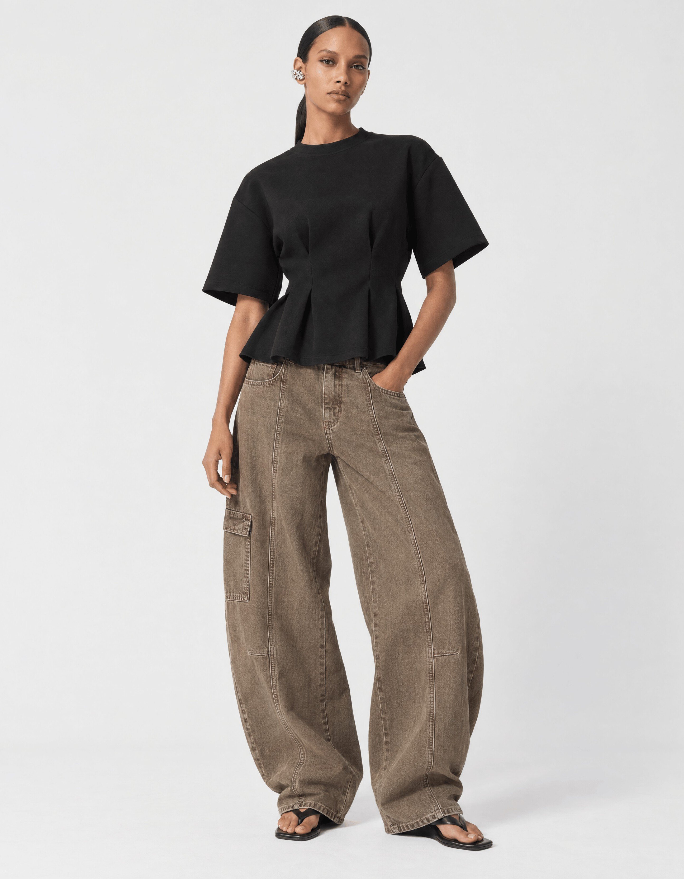 Peplum Scuba  T-shirt Zwart SHOEBY WOMEN