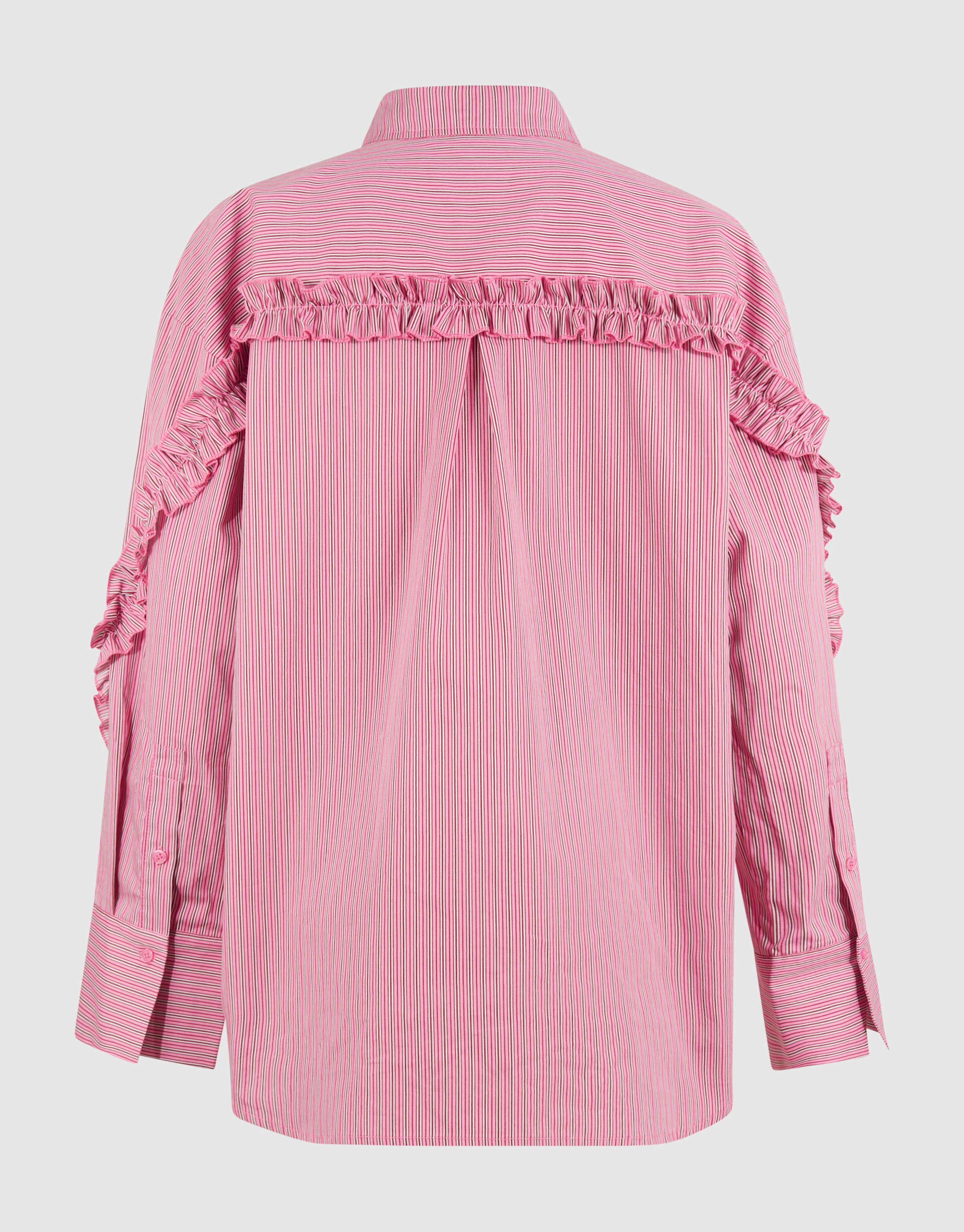 Oversized Pinstripe Flower Blouse Lichtroze SHOEBY WOMEN