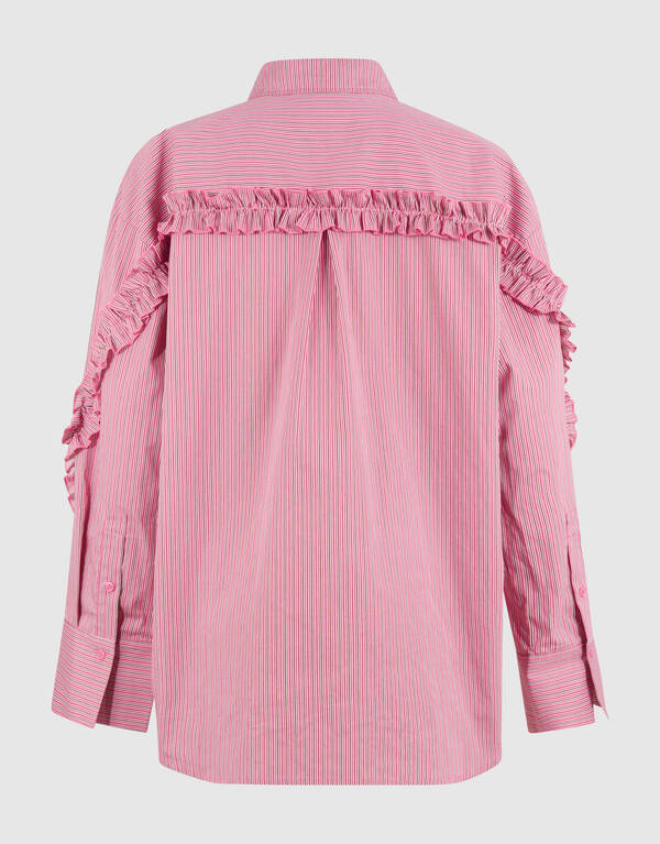 Oversized Pinstripe Flower Blouse Lichtroze SHOEBY WOMEN