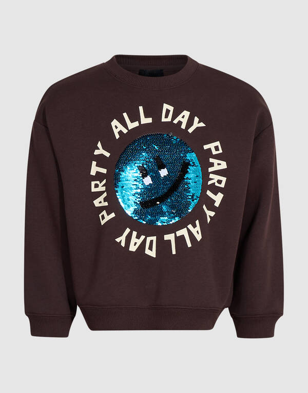 Party Smiley Sweater Donkerbruin SHOEBY BOYS