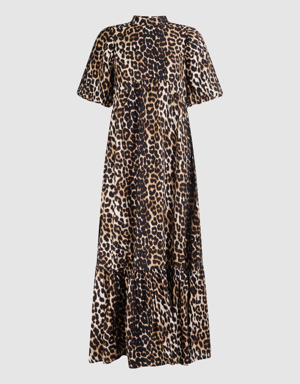 Ruffle Leopard Maxi Jurk Bruin SHOEBY WOMEN