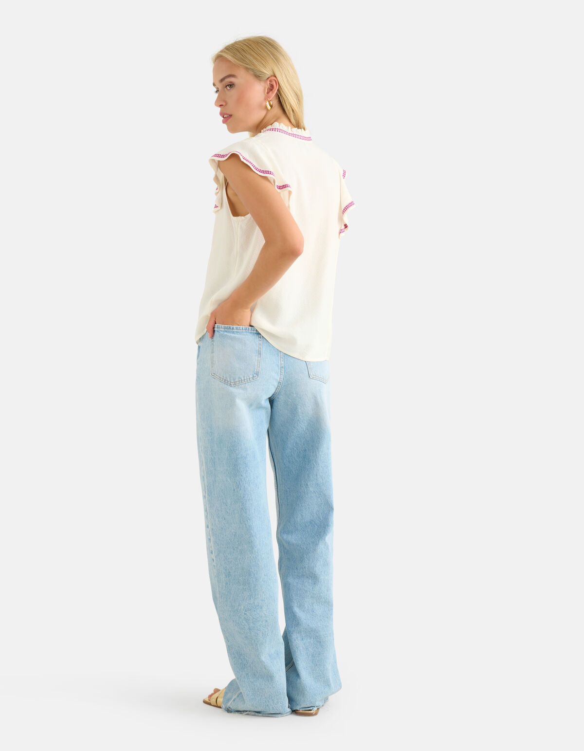 Embroidery Top Gebroken Wit SHOEBY WOMEN