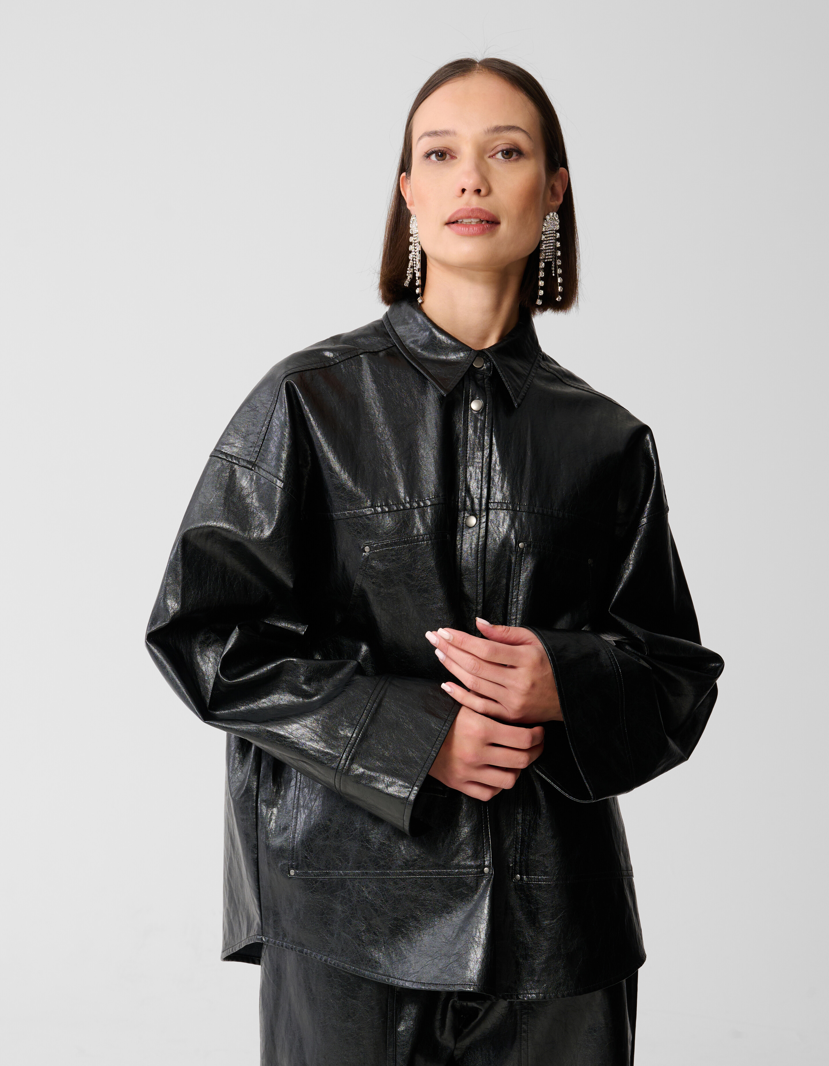 Vegan Leren Carpenter Blouse Zwart SHOEBY WOMEN